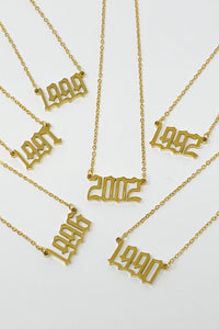 Stainless Steel 18 K gold plated Birth Year Necklace