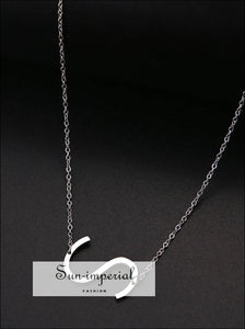 Women Stainless Steel Oversized Letter Necklace Initial Pendant Collar Sun-Imperial United States