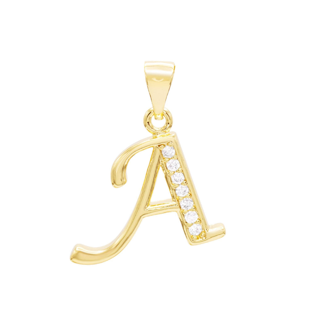 A-Z Initial Letter Pendant 14K Gold Filled Cubic Zirconia Figaro Chain Anklet 10