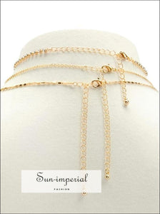 3pcs Double Strand Lariat Necklace Multi Layer Gold Y Long Tassel