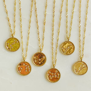 Astronomical Gold Round Pendant Necklace