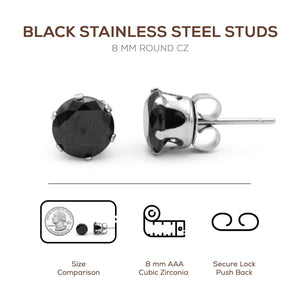 cubic zirconia black stud earrings