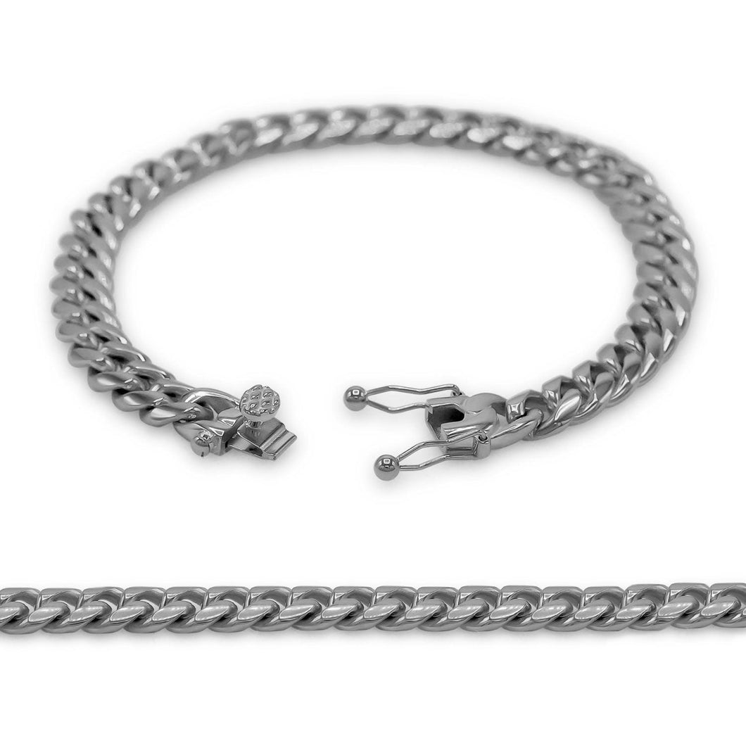 Cuban Link Chain Silver Curb Bracelet 8.5