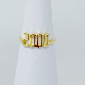 Stainless Steel 18 K Gold Plated Birth Year Ring