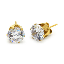Cubic Zirconia Round 14K Gold Filled Stud Earrings Stainless Steel Ear Piercing Jewelry Men Women