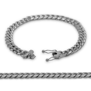 Cuban Link Chain Silver Curb Bracelet 8.5" Stainless Steel Jewelry For Men