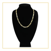 Diamond-Cut Figaro Chain 14K Gold Filled Necklace 24" Lobster Claw Clasp Fashion Jewelry for Adult Men 6 mm