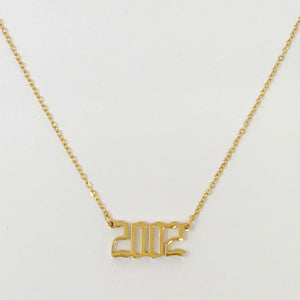 Stainless Steel 18 K gold plated Birth Year Necklace