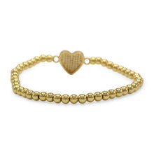 Brass Cubic Zirconia Heart Charm Bracelet