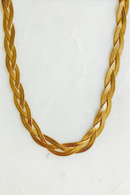 Stainless steel, 18 K gold plated Braided Herringbone Chain Necklace