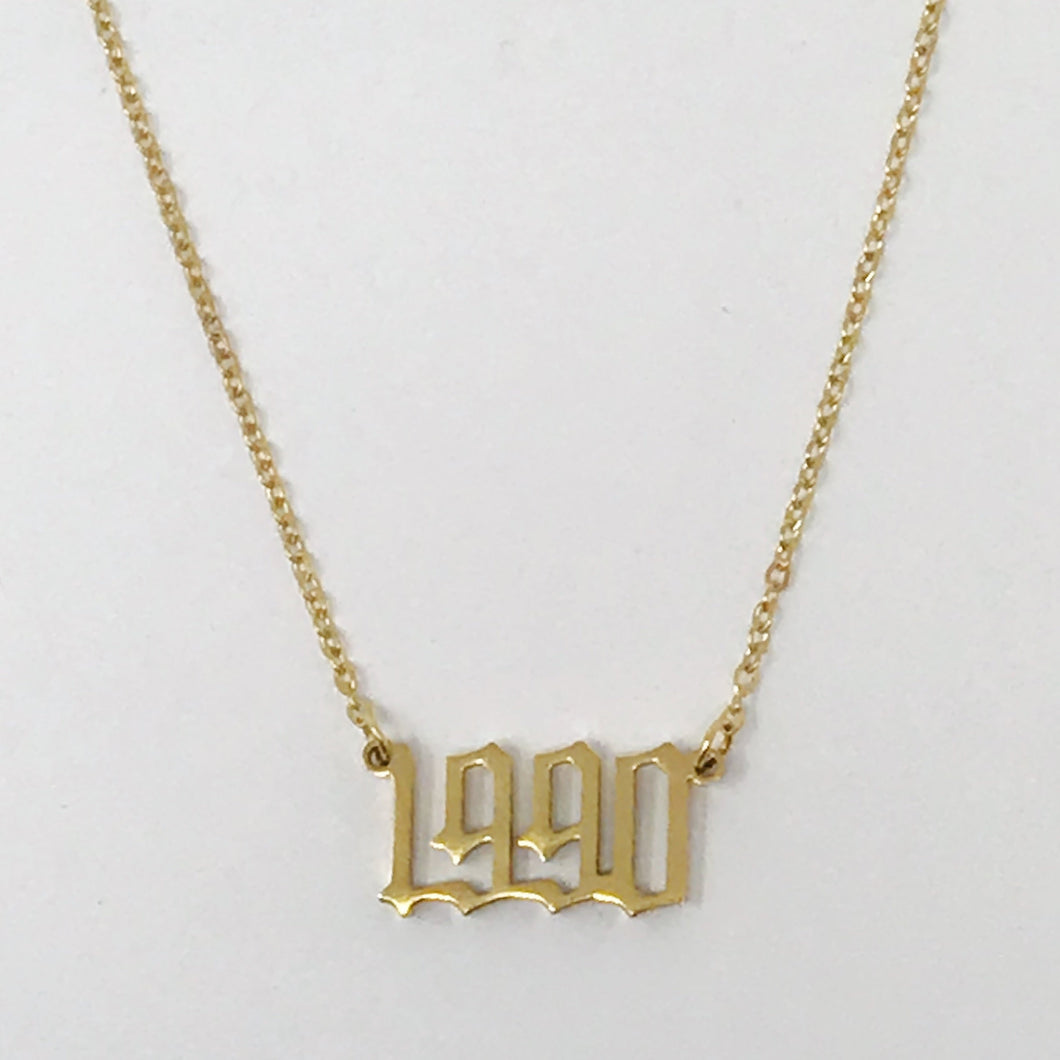 Stainless Steel 18 K gold plated Birth Year Necklace