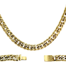 Cuban Link Necklace 18k Gold Plated Miami Stainless Steel Double Link Chain