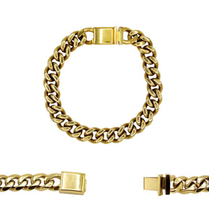 Cuban Link Chain Bracelet 18k Gold Plated Miami Cuban Stainless Steel
