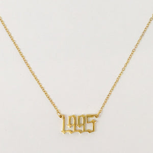 Stainless Steel 18 K gold plated Birth Year Necklace