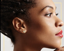 Heart 2 Cubic Zirconia Earrings 14K Gold Filled Silver Hip Hop Studs Ear Piercing Jewelry Women