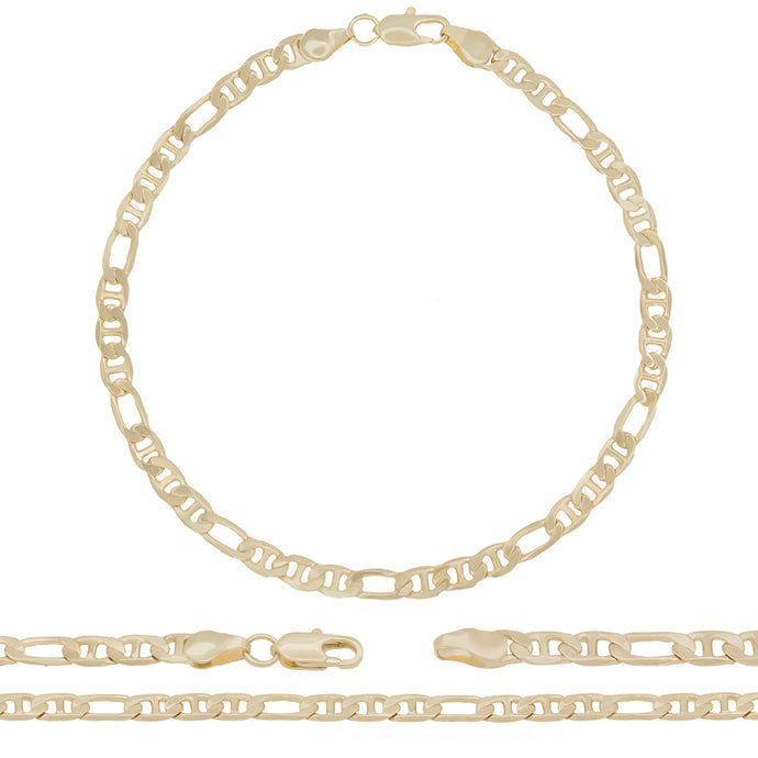 14K Gold Filled Anklet Figaro Mariner Chain Foot Bracelet Anklet Fashion Jewelry for Women Girls Length 10''