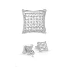 Square 6 Cubic Zirconia Earrings 14K Gold Filled Silver Hip Hop Studs Ear Piercing Jewelry Women Men