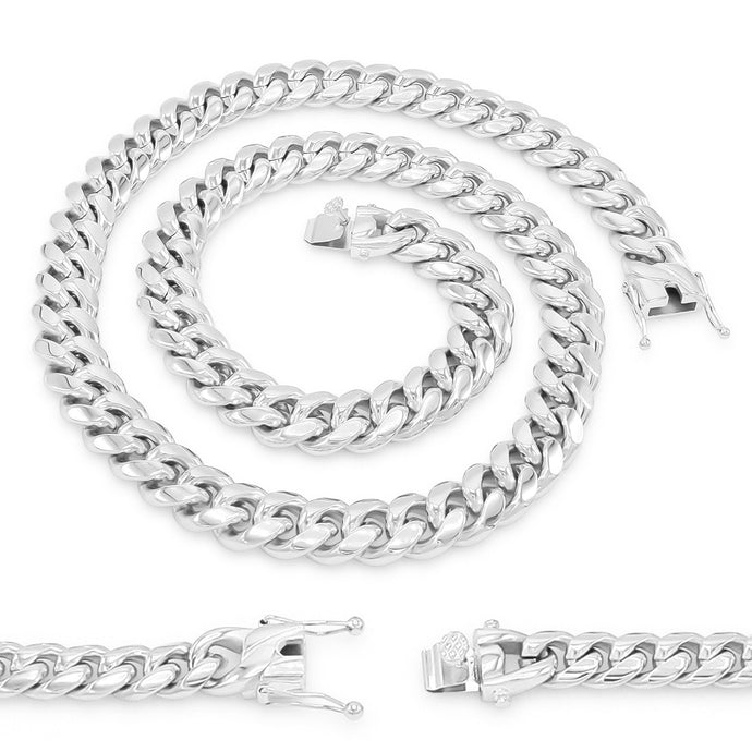 Cuban Link Chain Silver Curb Necklace 30