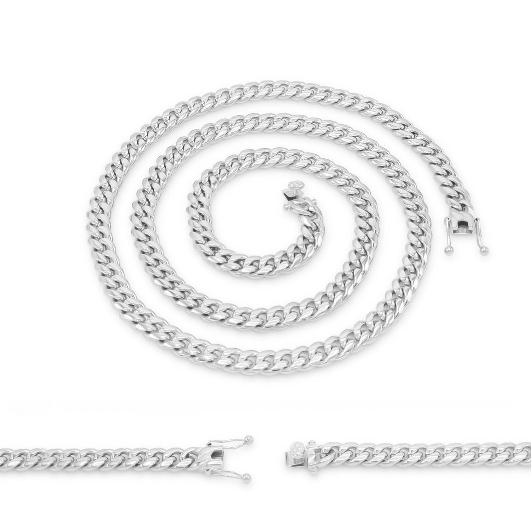 Cuban Link Chain Silver Curb Necklace 30
