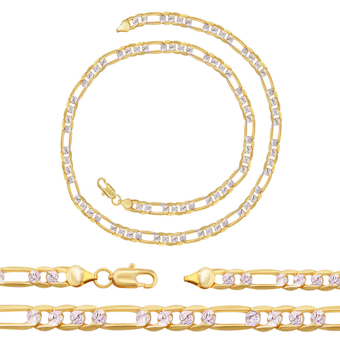 Diamond-Cut Figaro Chain 14K Gold Filled Necklace 24