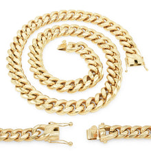 Cuban Link Chain 14K Gold Plated Curb Necklace 30" Stainless Steel Jewelry For Men