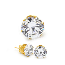 Cubic Zirconia Round 14K Gold Filled Stud Earrings Stainless Steel Ear Piercing Jewelry Men Women
