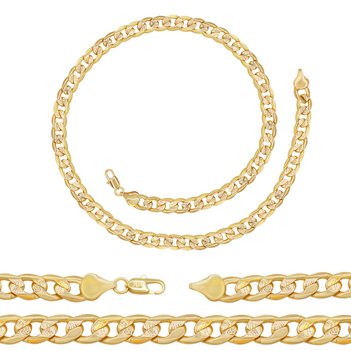 Diamond Cut Cuban Link Chain 14K Gold Filled Necklace 24