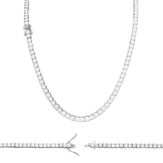 Tennis Necklace Silver Plated Chain Cubic Zirconia Fashion Jewelry 18