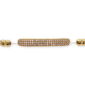 Brass Cubic Zirconia Pave Bar Charm Bracelet