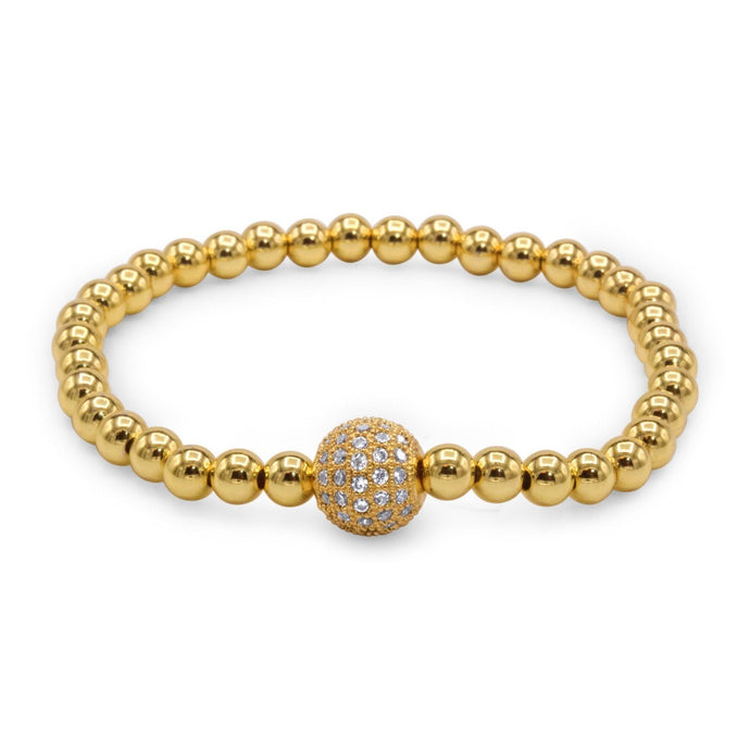 Brass Cubic Zirconia Ball Charm Bracelet