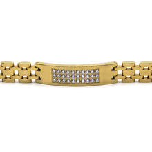 Decorative Men’s Stainless Steel Bracelet Fashion Wrist Band CZ (Gold)
