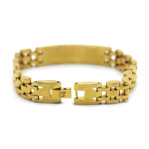 Decorative Men’s Stainless Steel Bracelet Fashion Wrist Band CZ (Gold)