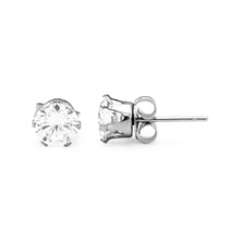 Cubic Zirconia Round Stud Earrings Stainless Steel Silver Ear Piercing Jewelry Men Women