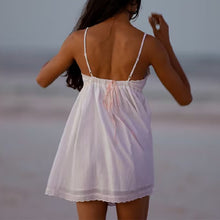Lace Embroidered Sling Mini Dress with Bow Back - Sun Imperial (photo 3)