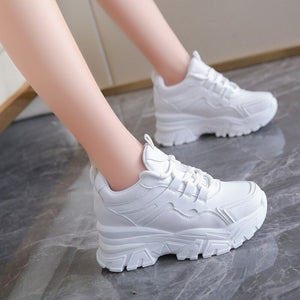 Women Sneakers Platform Sneakers Chunky Causal Shoes Leather Sports Shoes