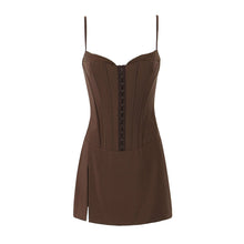 Metal Hook Corset Sling Mini Dress with High Slit - Sun Imperial (photo 9)