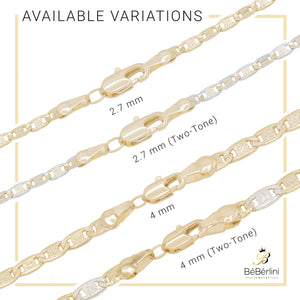 14K Gold Filled Anklet Diamond Cut Two Tone Mariner Chain Foot Bracelet Anklet Fashion Jewelry for Women Girls Length 10''