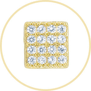 Square 4 Cubic Zirconia Earrings 14K Gold Filled Silver Hip Hop Studs Ear Piercing Jewelry Women Men