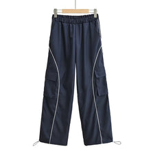 Women Relaxed Front Pocket Cargo Trousers With Striped Detail