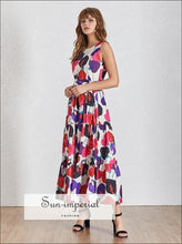 Adele Dress - Casual Print Sleeveless Women O Neck Maxi Print, Neck, Off Shoulder, Sleeveless, vintage SUN-IMPERIAL United States