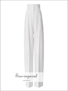 Alexandra Pants - Women Solid Black and White High Waist Pants Wide Leg Trousers for Women