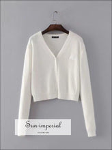 Angora Yarn Embroidered Letter Cardigan - Sun Imperial (photo 1)