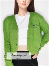 Angora Yarn Embroidered Letter Cardigan - Sun Imperial (photo 2)