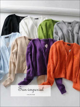 Angora Yarn Embroidered Letter Cardigan - Sun Imperial (photo 3)
