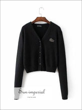 Angora Yarn Embroidered Letter Cardigan - Sun Imperial (photo 5)