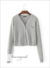 Angora Yarn Embroidered Letter Cardigan - Sun Imperial (photo 7)