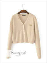 Angora Yarn Embroidered Letter Cardigan - Sun Imperial (photo 9)