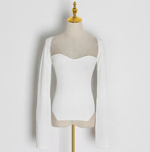 Arc Square Collar Ribbed T-Shirt Slim Stretch Cut Long Sleeve Women Top - Sun Imperial (photo 6)