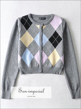 Argyle Pattern Crop Cardigan - Sun Imperial (photo 1)