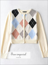 Argyle Pattern Crop Cardigan - Sun Imperial (photo 2)